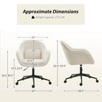 Chaise de bureau Victoria à dossier courbé pivotante avec roulettes et base en métal par HULALA HOME