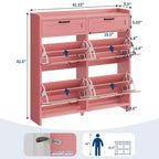 Meuble à chaussures avec 4 tiroirs basculants et 2 tiroirs supérieurs, meuble à chaussures en bois avec étagère réglable, armoires à chaussures autoportantes