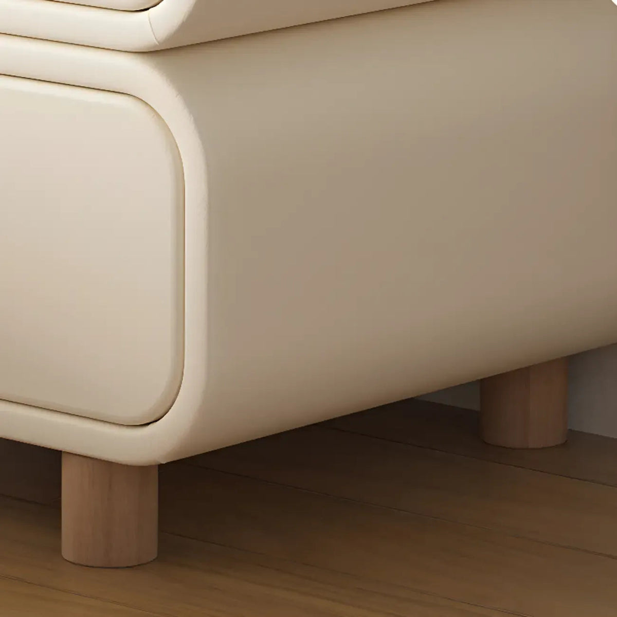 Table de chevet scandinave en similicuir avec finition en faux cuir