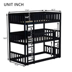 Lit superposé triple pour enfants, lit superposé trois places détachable avec échelle et barrière de sécurité, se sépare en 3 lits