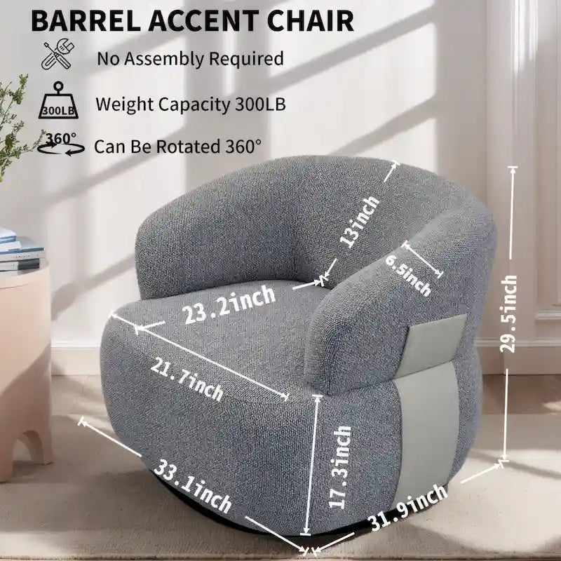 Fauteuil moderne Kieon 33W 360 pivotant en forme de tonneau - Lot de 2