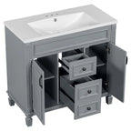 Meuble-lavabo moderne de 36 po avec vasque et armoire à miroir, 2 portes et 2 tiroirs