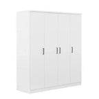 Armoire 4 portes en bois avec tringle, 1 tiroir et étagères de rangement