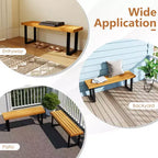 Banc Costway 1/2 PCS 48 en Bois d'Acacia pour 2 avec Pieds en Métal et Patins Réglables pour Entrée