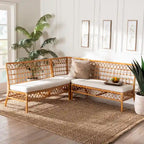 Banquette d'angle Capella Modern Bohemian Honey Rattan 3 pièces pour coin repas