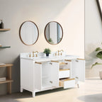 Meuble-lavabo Vanity Art avec évier en céramique et dessus en marbre reconstitué