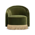 Jennifer Taylor Home Serena fauteuil d'appoint avec dossier capitonné et franges, velours performant vert olive, 80 cm