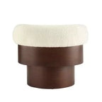 Fauteuil tonneau pivotant à 360° Whisen avec design sculptural en bois cintré, structure en bois massif, 32 po de largeur, polyvalent pour le salon et la chambre à coucher