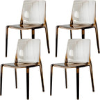 Chaise de salle à manger sans accoudoirs à dossier bas en acrylique ambre
