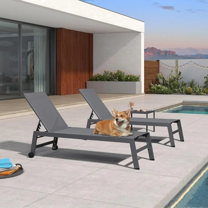 PURPLE LEAF Ensemble de 2 chaises longues de jardin, transats d'extérieur avec cadre en aluminium