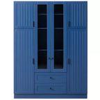 Armoire de rangement de cuisine sur pied Whisen 71H, grand buffet de salle à manger avec 6 portes et étagères réglables