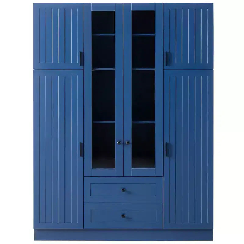 Armoire de rangement de cuisine sur pied Whisen 71H, grand buffet de salle à manger avec 6 portes et étagères réglables