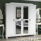Palace Imports Kyle Armoire 4 portes 100 % en bois massif avec portes en bois massif ou portes miroir