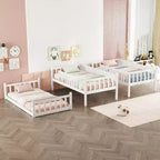 Lit superposé triple pour enfants, lit superposé trois places détachable avec échelle et barrière de sécurité, se sépare en 3 lits