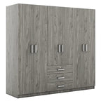 Armoire 6 portes en bois avec 3 grands tiroirs de rangement pour chambre à coucher