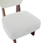 Lot de 2 chaises longues modernes beiges avec revêtement en polyester, piètement robuste en bois, pour différentes pièces