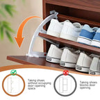 Meuble à chaussures 1 tiroir, 2 tiroirs basculants en panneaux de particules avec panneau en rotin - 54 cm l