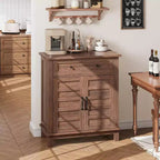 Armoire de rangement rustique 80 cm, avec portes à lattes, 3 niveaux réglables, casier à double porte, pour cuisine, salle à manger et bureau à domicile