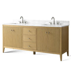 Meuble-lavabo de salle de bain Vanity Art 72 po à double vasque avec dessus en marbre reconstitué
