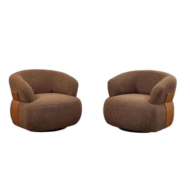 Fauteuil moderne Kieon 33W 360 pivotant en forme de tonneau - Lot de 2