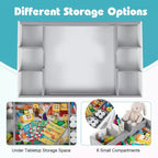 Ensemble table et 2 chaises multifonctions pour enfants Costway avec plateau double face amovible gris + blanc/naturel + blanc