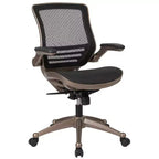 Chaise de bureau pivotante de direction Flash Furniture à dossier mi-hauteur en maille transparente avec accoudoirs relevables