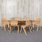 Emma et Oliver, ensemble table d'activités rectangulaire en plastique réglable en hauteur (60 cm x 120 cm) avec 6 chaises