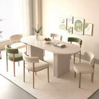 Table à manger extensible Okak 78IN pour 4-8 personnes, table de cuisine avec base à lattes en bois, table pliable pour salon, salle à manger