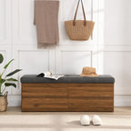 Banc de rangement pour chaussures, meuble à chaussures avec assise rembourrée et deux portes pour entrée