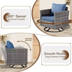 Ovios Tampa Ensemble de meubles de patio extérieur 8 pièces en osier avec canapé, fauteuils pivotants et coussins
