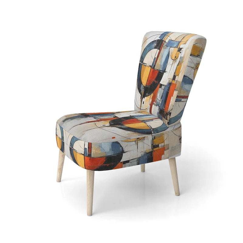 Fauteuil d'appoint rembourré et fauteuil moderne du milieu du siècle Designart Colorful Mid Century Abstract Fusion I
