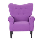 Fauteuil d'appoint moderne Erommy, fauteuil à dossier haut, canapé simple en tissu rembourré avec boutons et pieds en bois pour salon