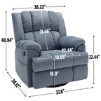 Fauteuil inclinable pivotant et à bascule en tissu Lazy Boy, grand fauteuil berçant manuel rembourré à l’excès avec accoudoirs à coussinet et dossier rembourré