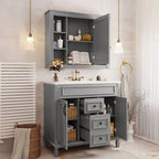 Meuble-lavabo moderne de 36 po avec vasque et armoire à miroir, 2 portes et 2 tiroirs