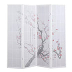 Séparateur de pièce Roundhill Furniture à 4 panneaux japonais, motif fleur de prunier