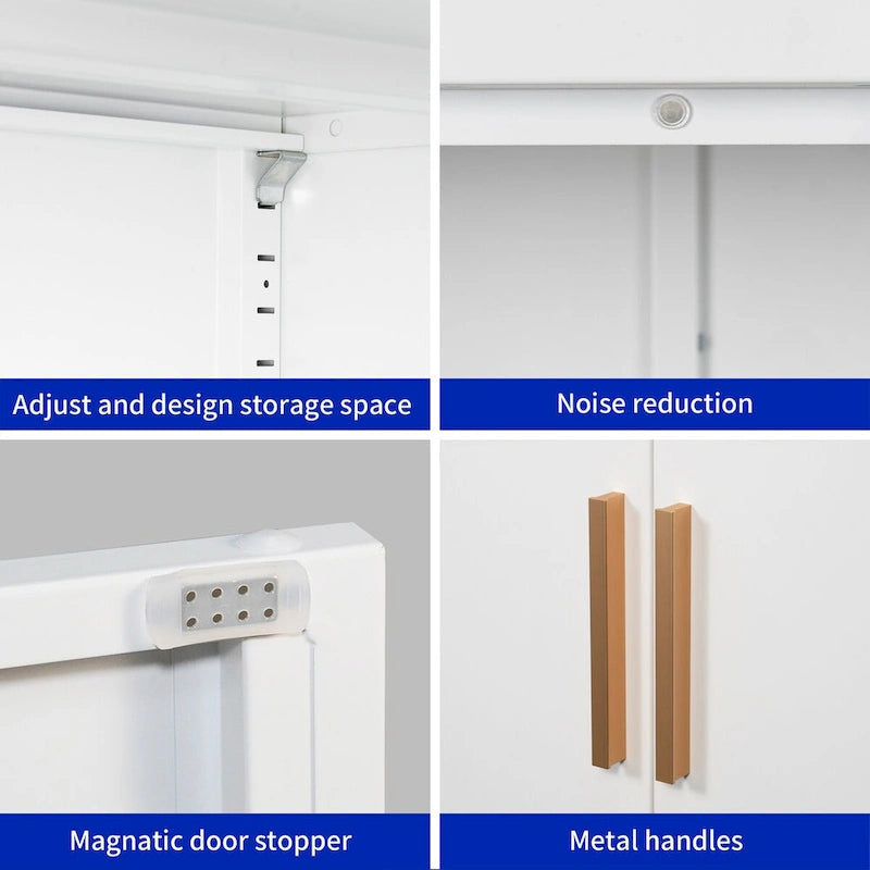 Armoire de rangement métallique avec 2 portes et 2 étagères réglables, armoire de rangement de garage verrouillable en acier, armoire de classement en métal