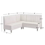 Lifestorey Ensemble de salle à manger 4 pièces Kerrington avec banquette à dossier cannelé Noyer/Crème : Tissu aspect lin, Table sur pied central