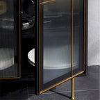 55.12 Buffet-Bahut Moderne Milieu de Siècle 3 Portes, Cadre en Bois Massif Multicouche, Placage Noyer, Entièrement Assemblé - 55.12