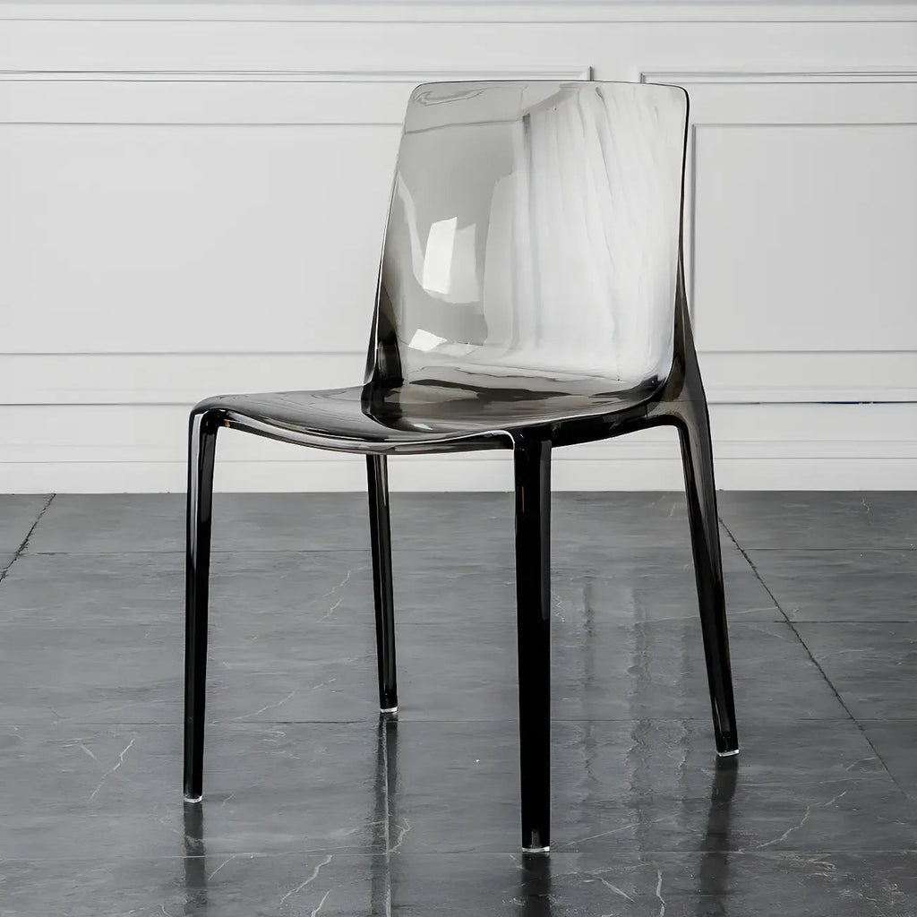Chaise de salle à manger sans accoudoirs à dossier bas en acrylique ambre