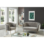 Canapé deux places capitonné en microfibre de velours contemporain Albany par Silver Orchid