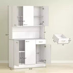 71 Armoire de cuisine, armoire de rangement haute avec support pour micro-ondes, buffet de cuisine moderne, 3 étagères réglables pour salon, salle à manger