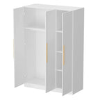 Timechee 47.2 Armoire de rangement pour vêtements avec poignées en bois massif Blanc