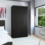 Armoire 3 portes FM Furniture Eureka avec 2 tiroirs, étagères intérieures et tringle
