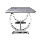 Table de salle à manger moderne avec piètement en U en acier inoxydable