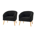 Fauteuil Sheila Modern 30 W Boucle avec pieds en bois massif, lot de 2, par HULALA HOME