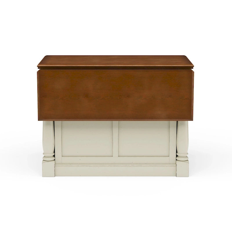 Ensemble îlot de cuisine 3 pièces Homestyles Monarch en bois blanc cassé avec plateau en bois à abattant - 48 x 25 x 36