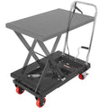 Chariot à table élévatrice hydraulique, capacité de 227 kg, hauteur de levage de 72 cm, table élévatrice manuelle à simple ciseaux avec 4 roues et tapis antidérapant