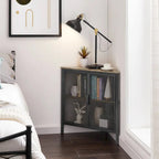 Table d'angle Javlergo, étagère de rangement moderne triangulaire à 3 niveaux avec 2 portes pour salon, chambre et bureau