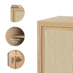 Armoire de rangement décorative de 62 pouces de hauteur en osier noir avec grain de bois et 12 étagères