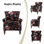 Fauteuil en bois traditionnel Araceli, rembourré à motifs floraux, avec dossier à oreilles et garniture cloutée | ART OF LIVING DESIGNS